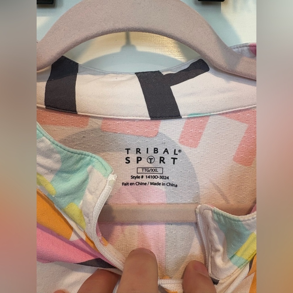 Tribal Spirt White Colorful Word Printed Quarter Zip - Picture 4 of 5